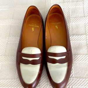 Size 7B women’s summer cocoa brown and cream loafer. All leather, Ralph Lauren